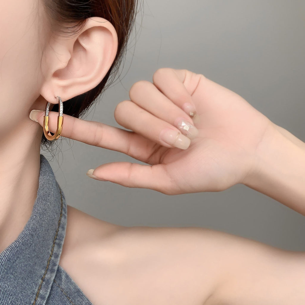 18K Gold Silver Anti Tarnish Oval Hoop Earring For Women Bulk