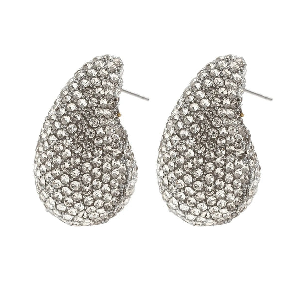 Tear Drop Paisley Rhinestone Silver Stud Earring For Women Bulk Main image