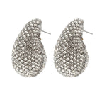 Tear Drop Paisley Rhinestone Silver Stud Earring For Women Bulk