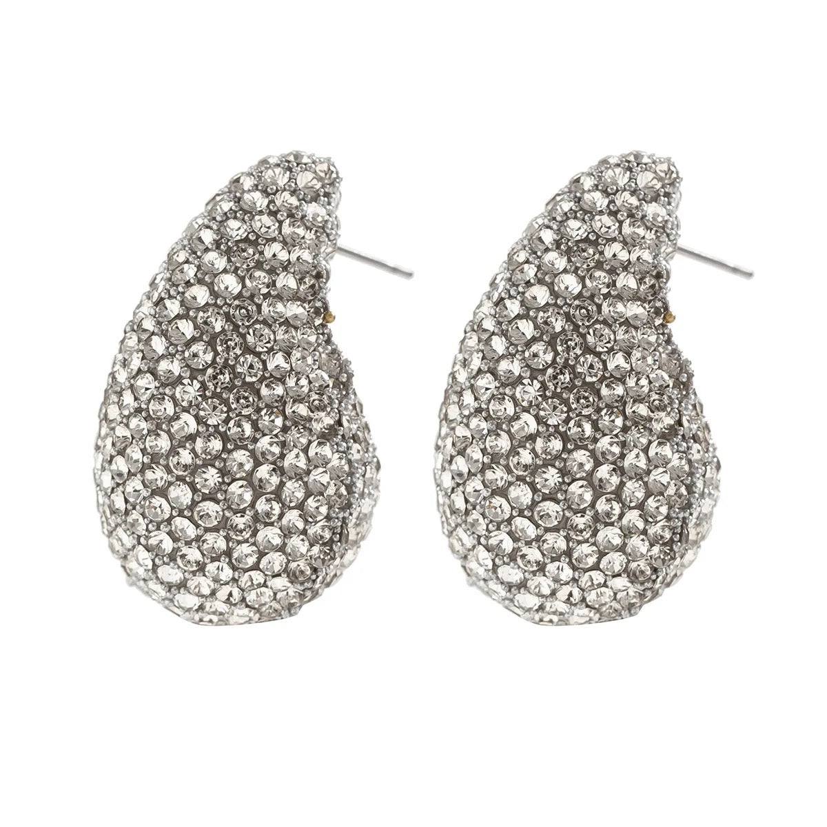 Tear Drop Paisley Rhinestone Silver Stud Earring For Women Bulk