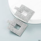 Square Rhinestone Silver Anti Tarnish Dangler Earring Bulk