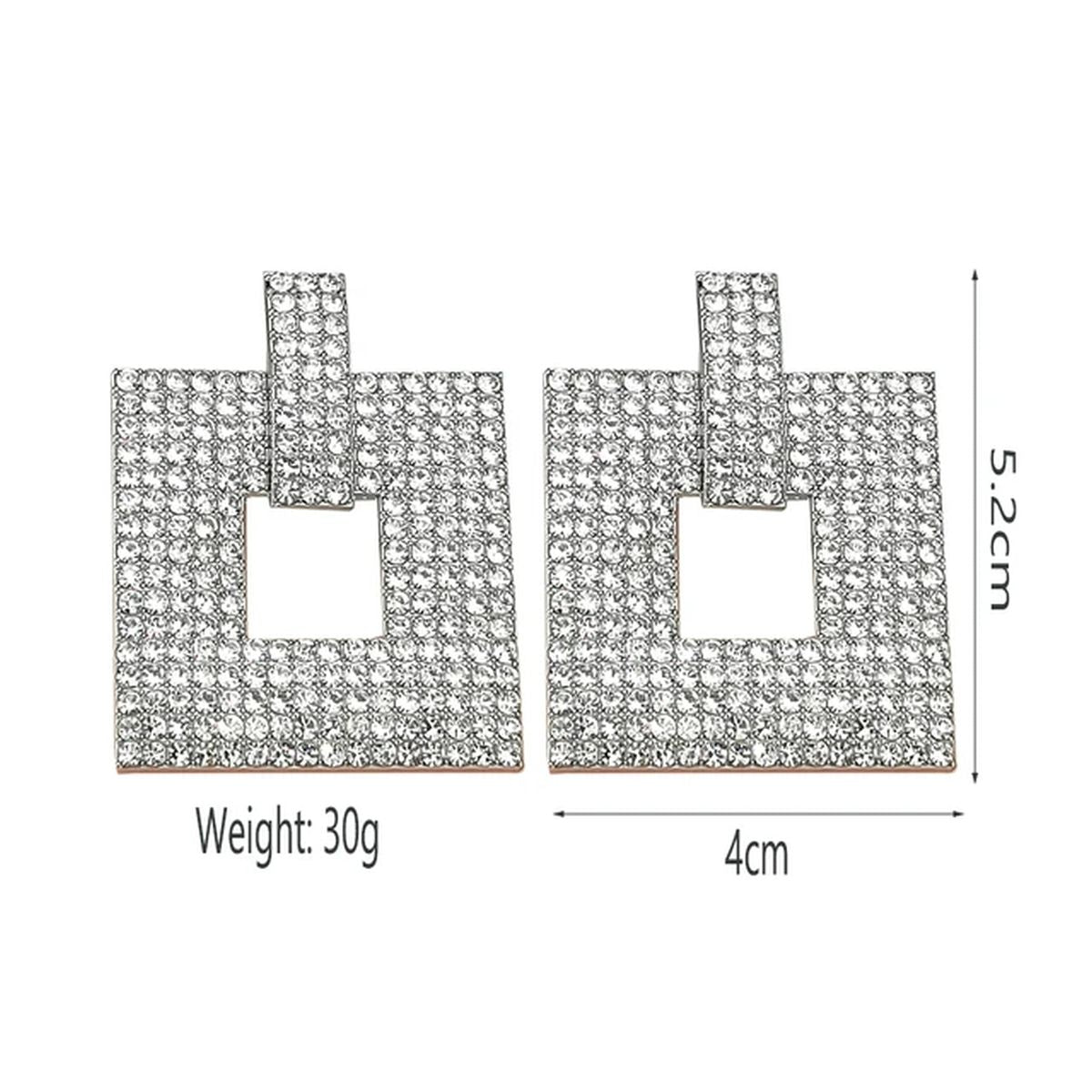 Square Rhinestone Silver Anti Tarnish Dangler Earring Bulk