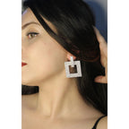 Square Rhinestone Silver Anti Tarnish Dangler Earring Bulk