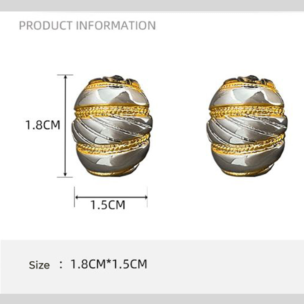 Stripes Oval Silver 18K Gold Anti Tarnish Stud Earring For Women Bulk