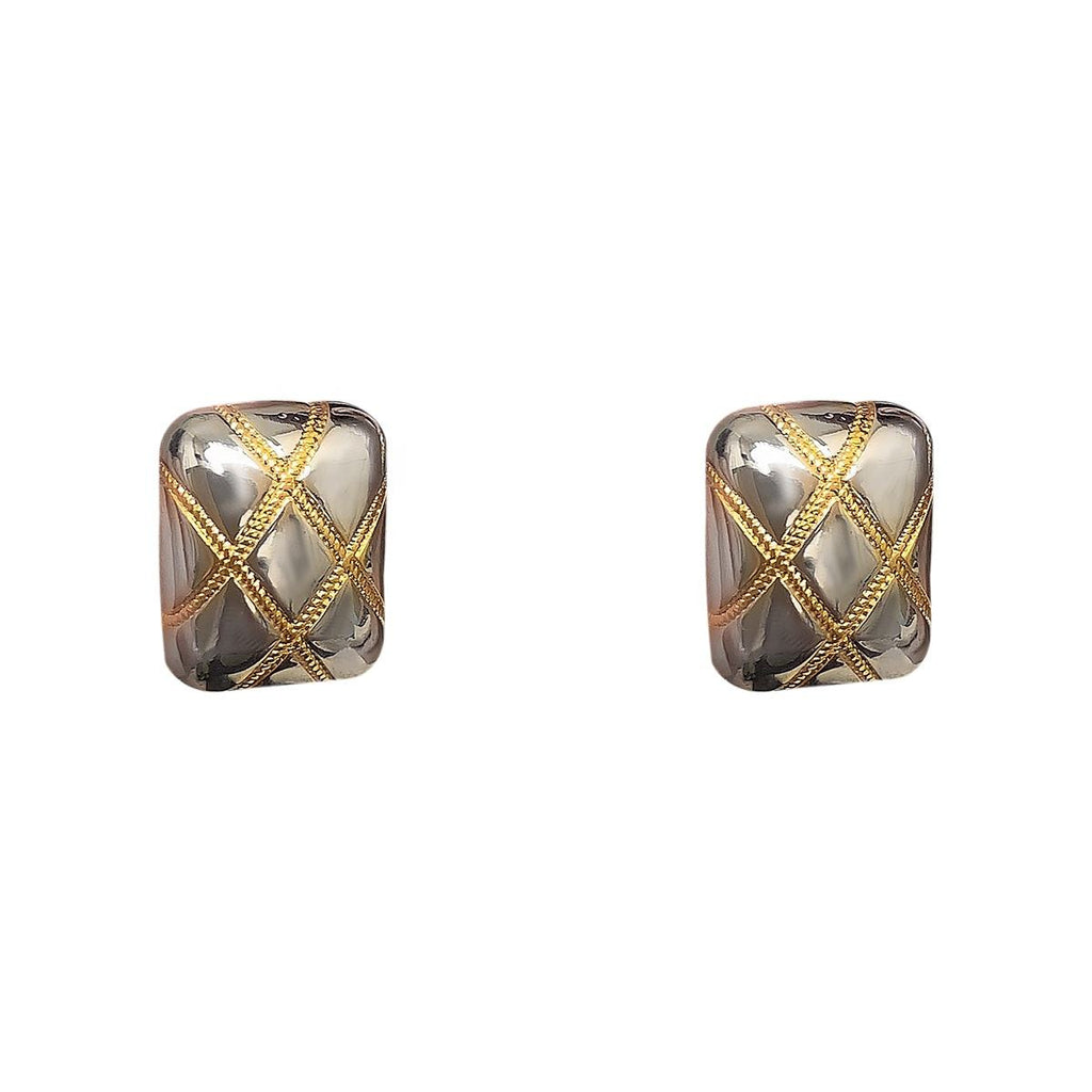 Rectangle Crossover Silver 18K Gold Anti Tarnish Stud Earring Bulk
