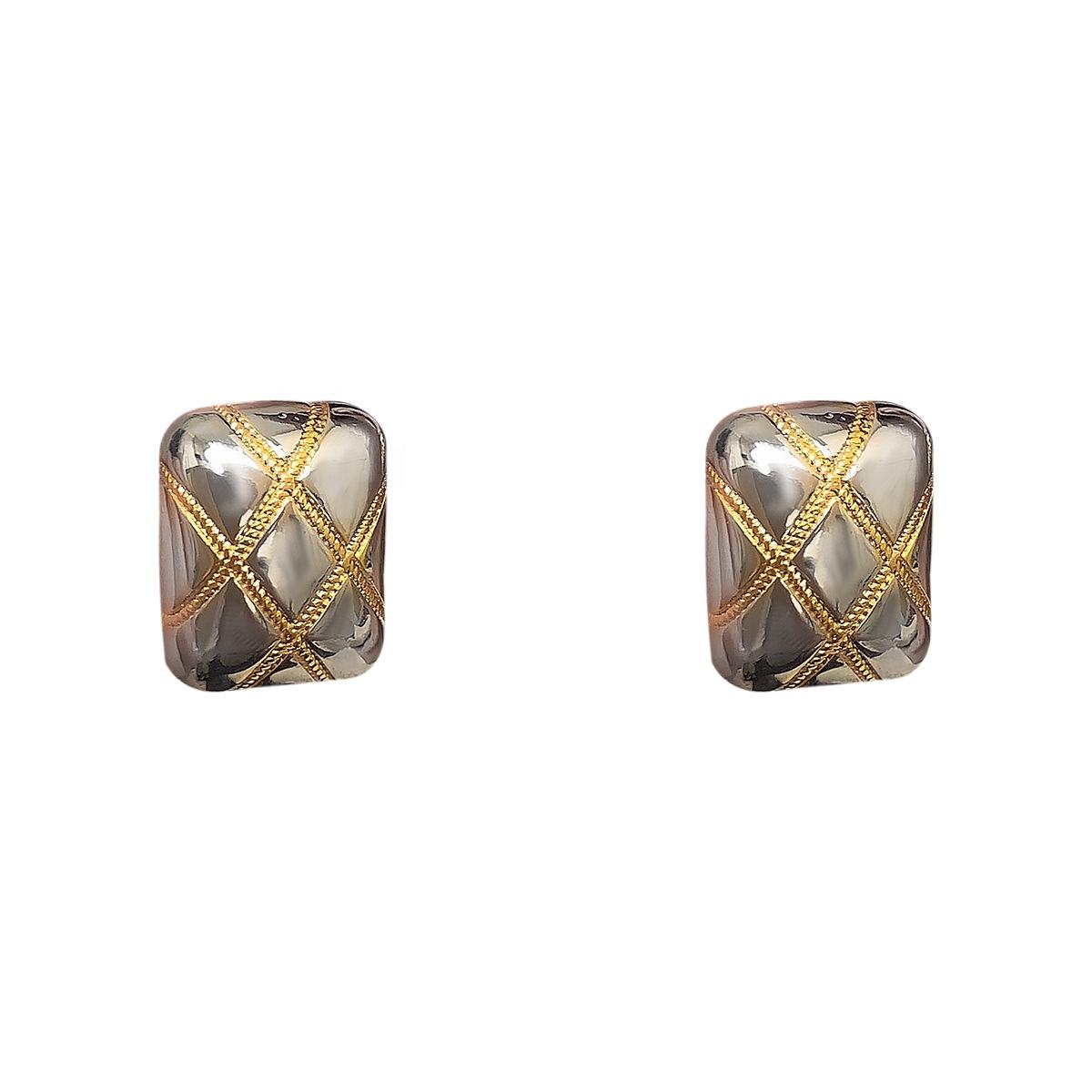 Rectangle Crossover Silver 18K Gold Anti Tarnish Stud Earring Bulk