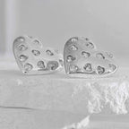 Heart Cubic Zirconia Silver Anti Tarnish Stud Earring For Women Bulk
