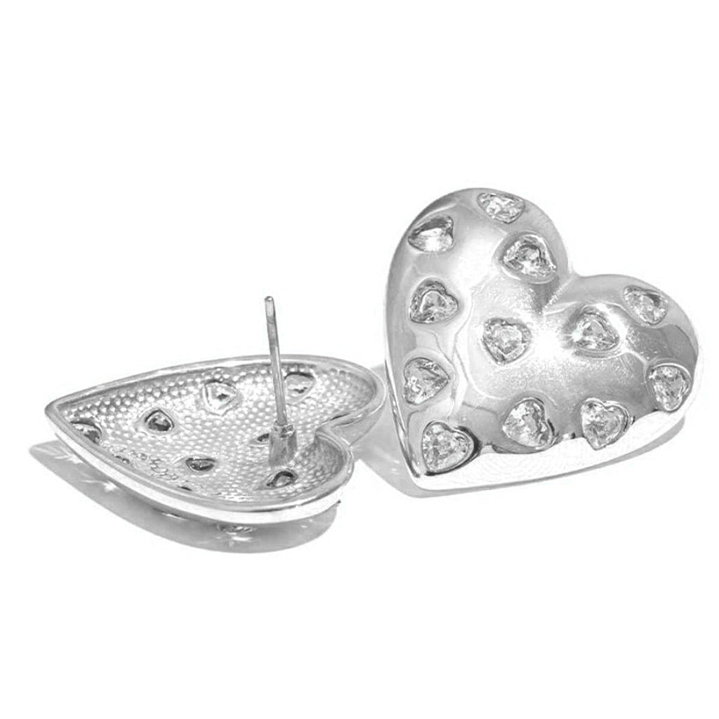 Heart Cubic Zirconia Silver Anti Tarnish Stud Earring For Women Bulk