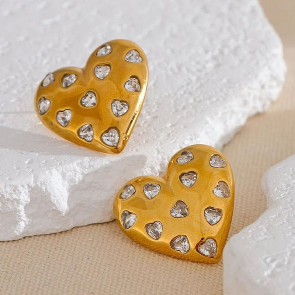 Heart Cubic Zirconia Silver Anti Tarnish Stud Earring For Women Bulk