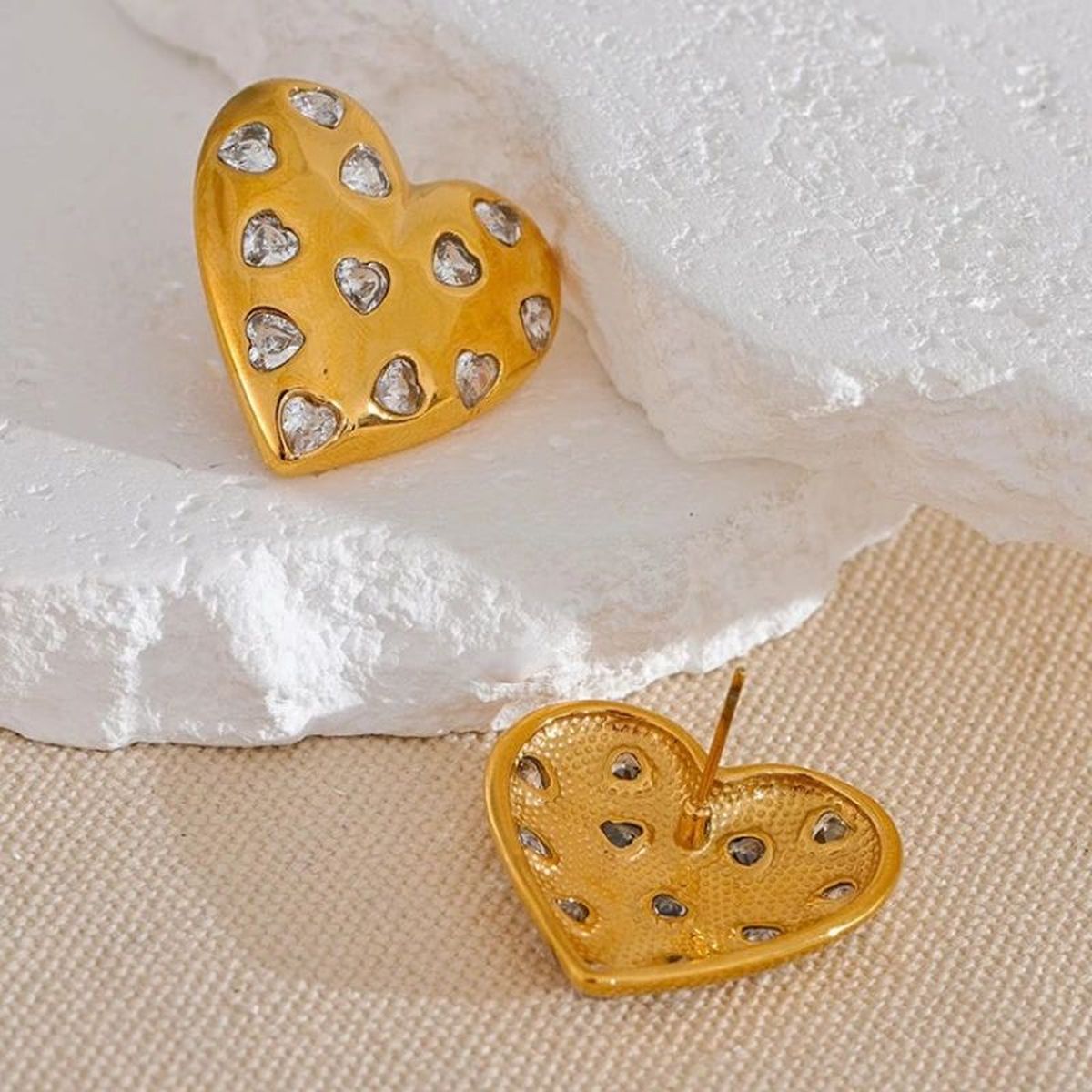 Heart Cubic Zirconia Silver Anti Tarnish Stud Earring For Women Bulk