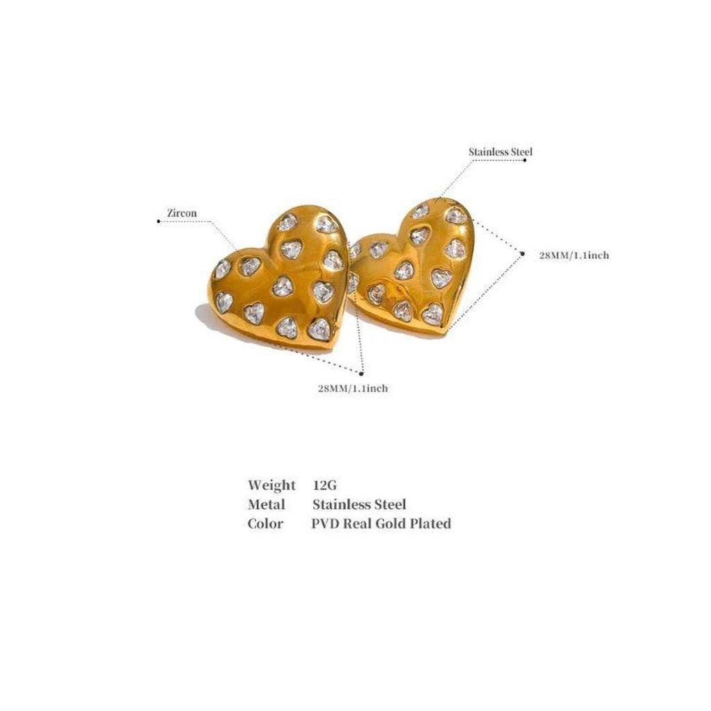 Heart Cubic Zirconia Silver Anti Tarnish Stud Earring For Women Bulk