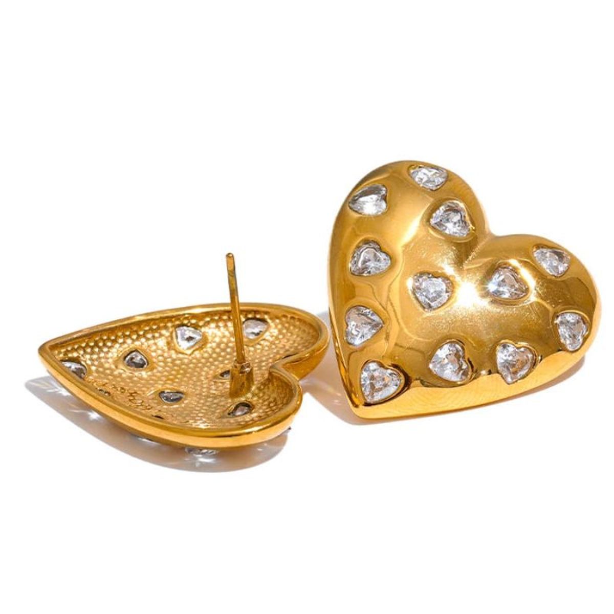 Heart Cubic Zirconia Silver Anti Tarnish Stud Earring For Women Bulk