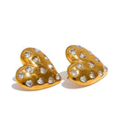 Heart Cubic Zirconia Silver Anti Tarnish Stud Earring For Women Bulk