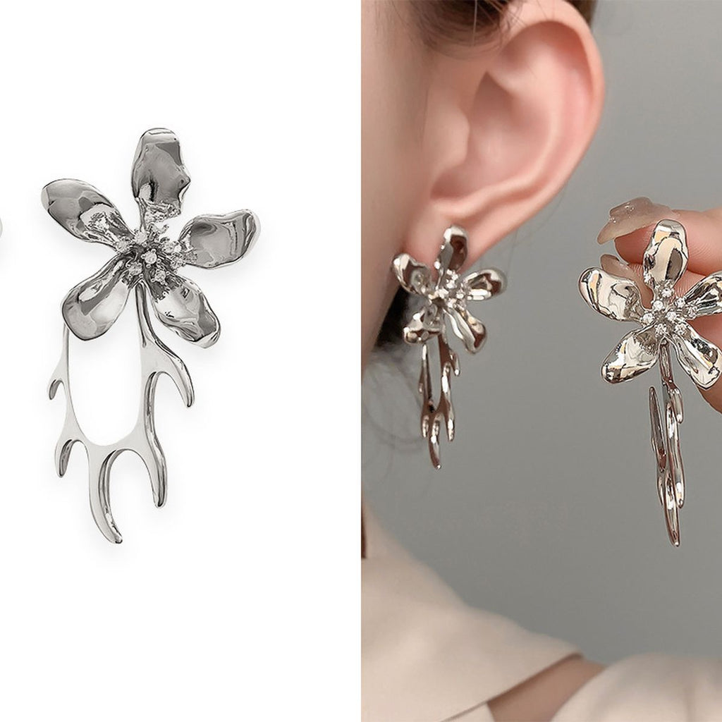 Spike Flower Cubic Zirconia 18K Gold Anti Tarnish Dangler Earring Bulk