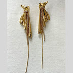 Long Stylish CZ 18K Gold Anti Tarnish Tassel Dangler Earring Bulk
