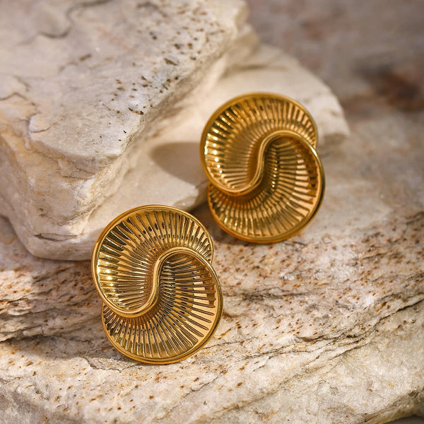 Wave Spiral 18K Gold Anti Tarnish Stud Earring For Women Bulk Main image