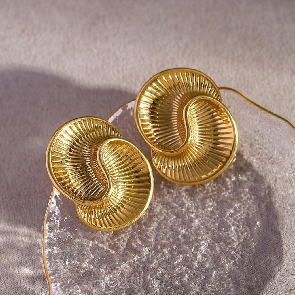 Wave Spiral 18K Gold Anti Tarnish Stud Earring For Women Bulk