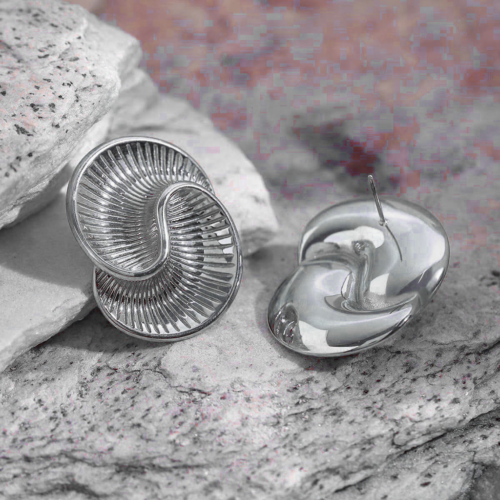 Wave Spiral 18K Gold Anti Tarnish Stud Earring For Women Bulk