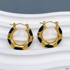 White 18K Gold Enamel Anti Tarnish Hoop Earring For Women Bulk