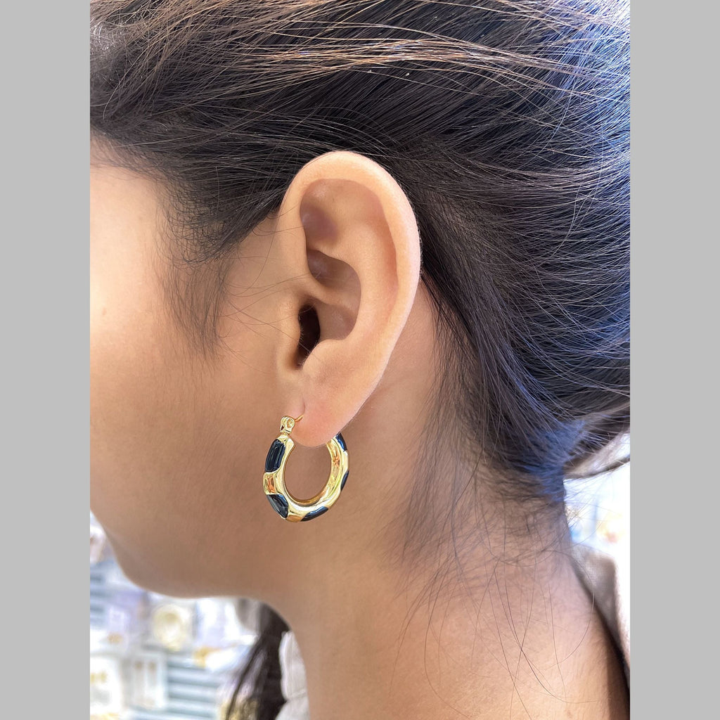 White 18K Gold Enamel Anti Tarnish Hoop Earring For Women Bulk