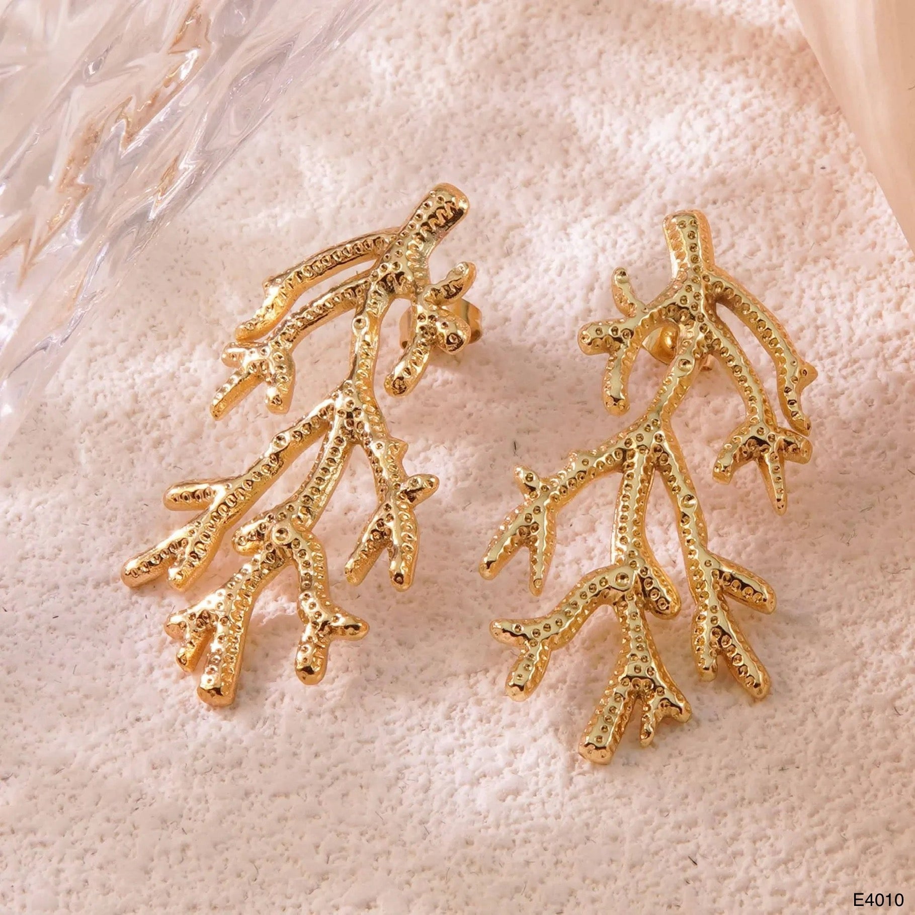 Tree Root Stainless Steel 18K Gold Anti Tarnish Dangler Earring Bulk Main image