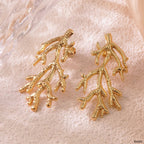 Tree Root Stainless Steel 18K Gold Anti Tarnish Dangler Earring Bulk
