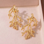 Tree Root Stainless Steel 18K Gold Anti Tarnish Dangler Earring Bulk