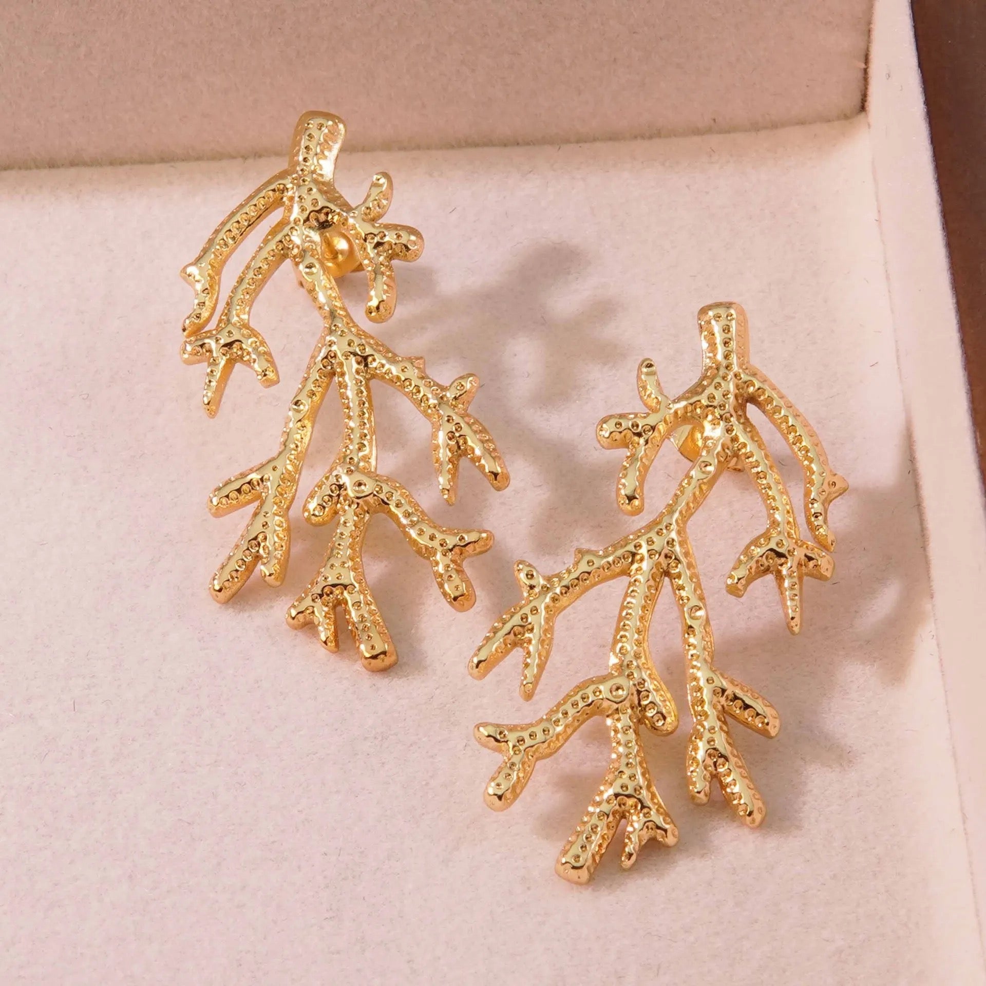Tree Root Stainless Steel 18K Gold Anti Tarnish Dangler Earring Bulk