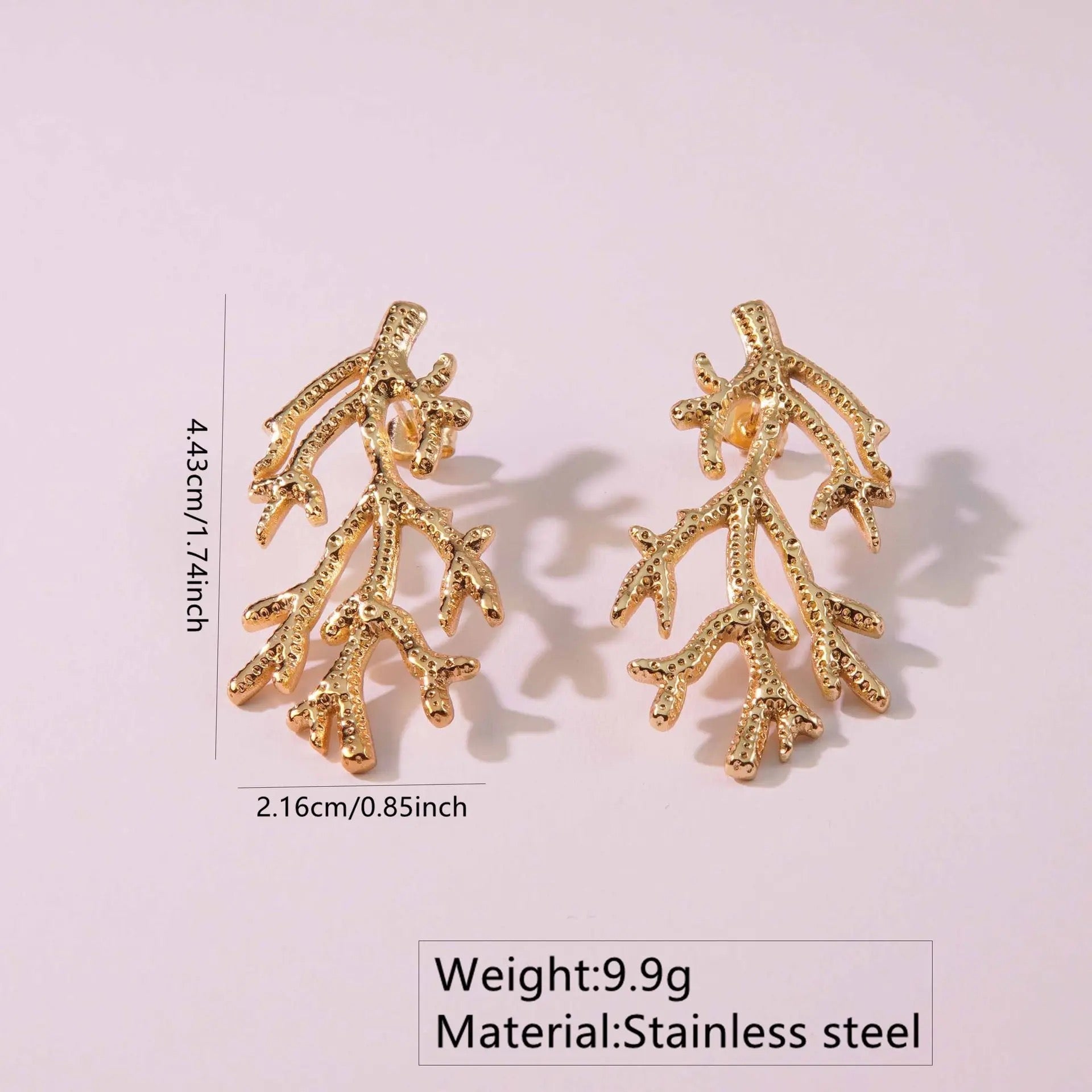 Tree Root Stainless Steel 18K Gold Anti Tarnish Dangler Earring Bulk