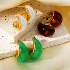 Tear Drop Paisley White 18K Gold Anti Tarnish Stud Hoop Earring Bulk
