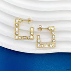 Square CZ Stainless Steel 18K Gold Anti Tarnish Hoop Earring Bulk