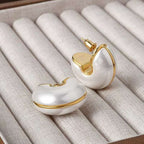 White 18K Gold Pearl Anti Tarnish Hoop Stud Earring For Women Bulk