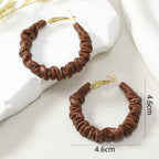 Chocolate Brown 18K Gold Leather Anti Tarnish Hoop Earring Women Bulk