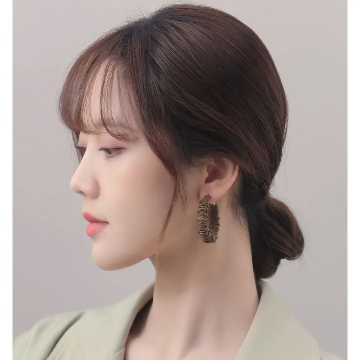 Chocolate Brown 18K Gold Leather Anti Tarnish Hoop Earring Women Bulk Secondary image