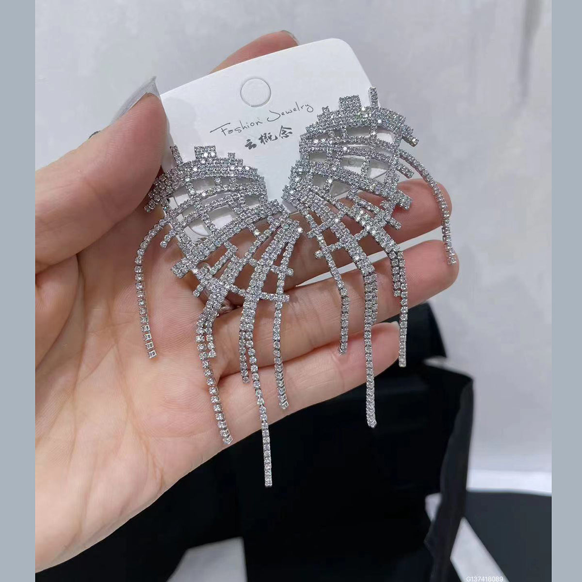 Studded Silver Cubic Zirconia Anti Tarnish Dangler Earring Women Bulk Main image