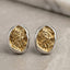 Oval Dented 18K Gold Plated Stainless Steel Stud Earring for women