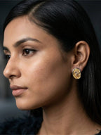 Oval Dinted 18K Gold Plated Stainless Steel Stud Earring for women