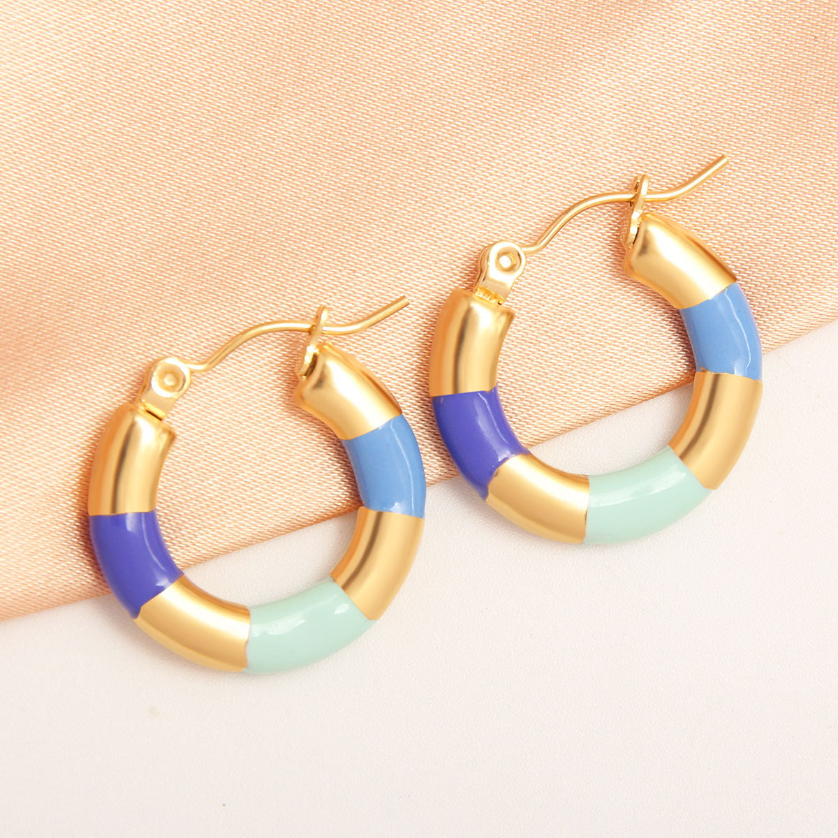 Thick Circle Multi Gold Stainless Steel Anti Tarnish Hoop Earring Bulk