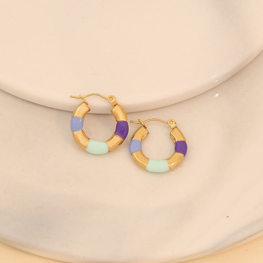 Thick Circle Multi Gold Stainless Steel Anti Tarnish Hoop Earring Bulk