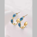 Evil Eye CZ Blue Gold Stainless Steel Anti Tarnish Hoop Earring Bulk