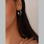 Evil Eye CZ Blue Gold Stainless Steel Anti Tarnish Hoop Earring Bulk