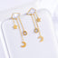 Crescent Star Cloud Cubic Zirconia Mother Of Pearl White 18K Gold Stainless Steel Anti Tarnish Dangler Tassel Earring For Women
