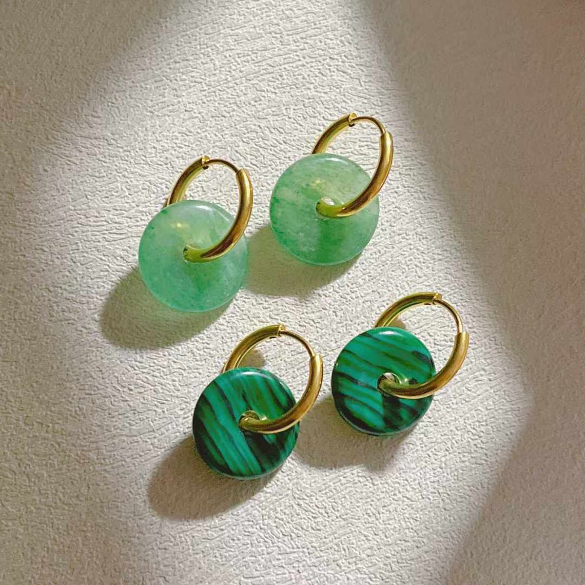 Ring Dark Green 18K Gold Stainless Steel Anti Tarnish Stud Hoop Earring For Women Main image