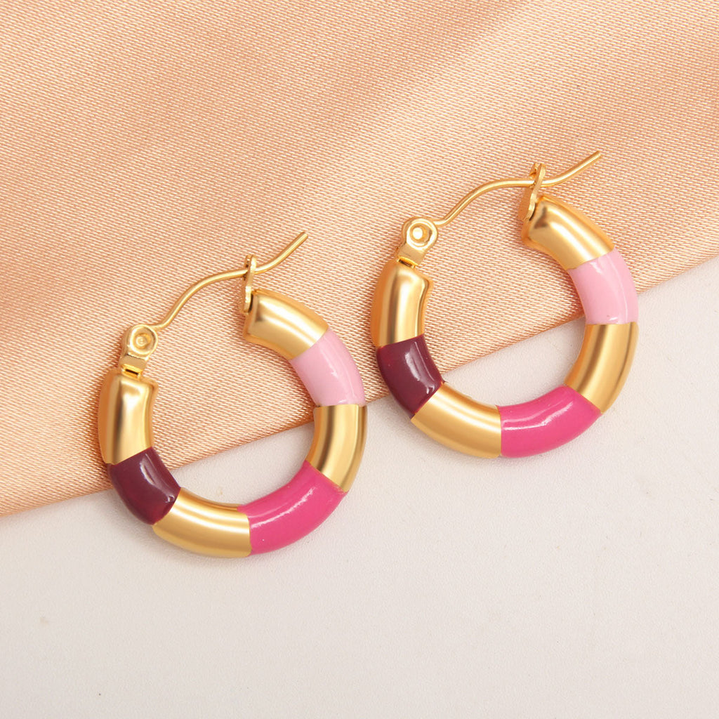 Thick Circle Multi Gold Stainless Steel Anti Tarnish Hoop Earring Bulk