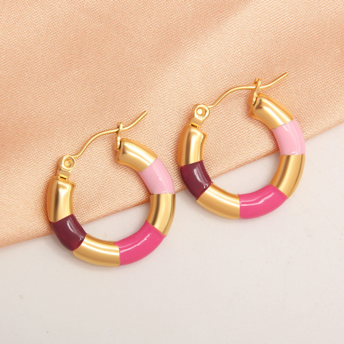Thick Circle Multi Gold Stainless Steel Anti Tarnish Hoop Earring Bulk