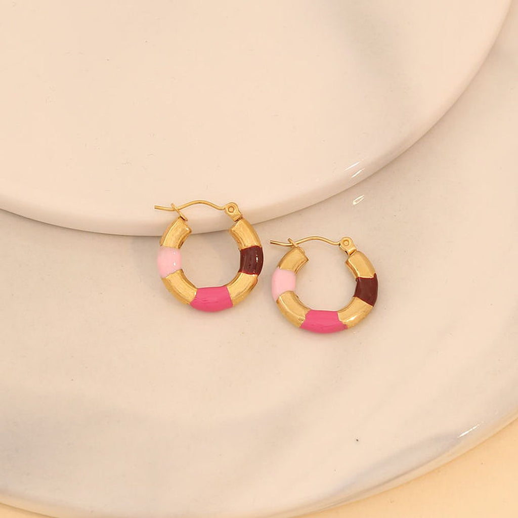 Thick Circle Multi Gold Stainless Steel Anti Tarnish Hoop Earring Bulk