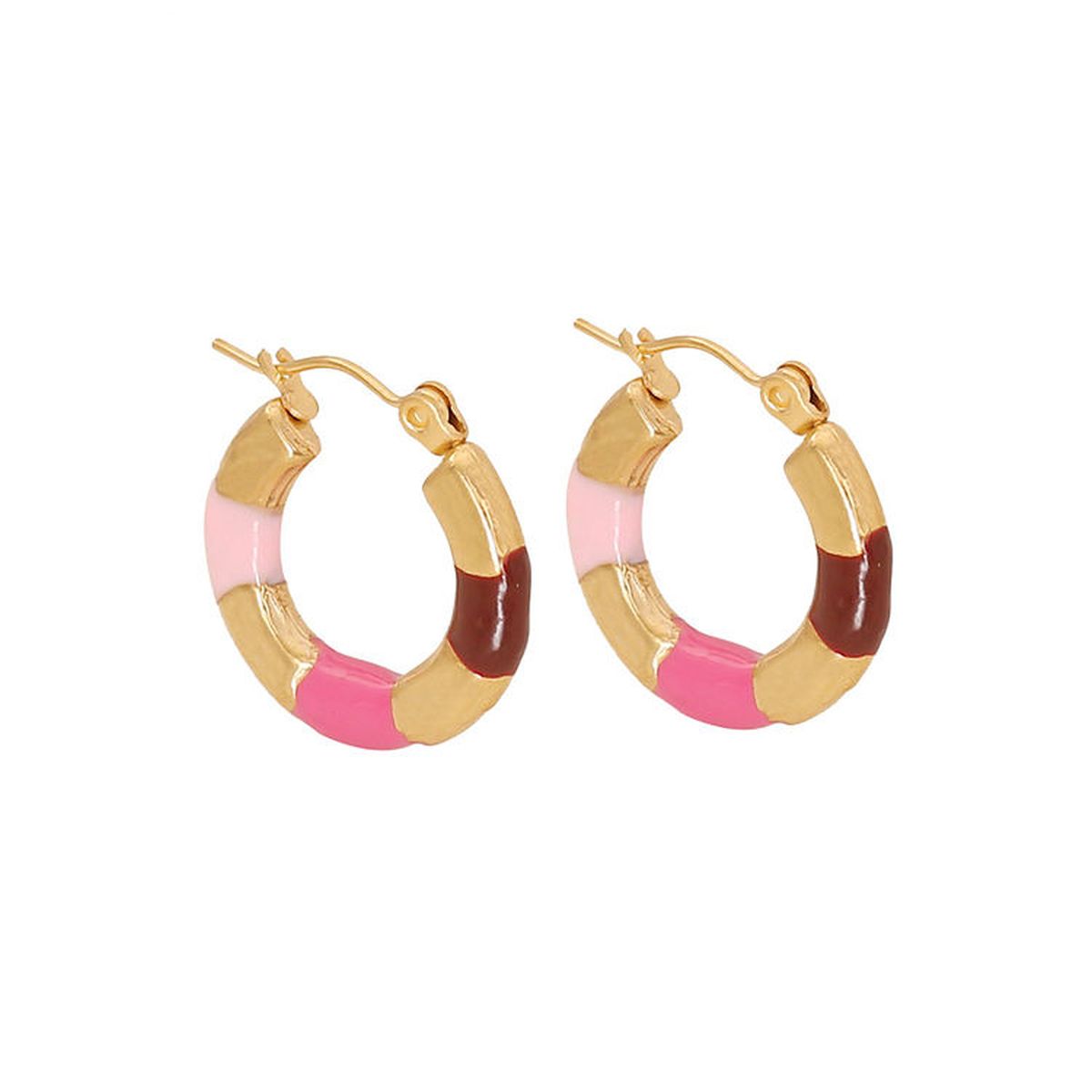 Thick Circle Multi Gold Stainless Steel Anti Tarnish Hoop Earring Bulk