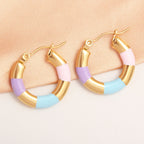 Thick Circle Multi Gold Stainless Steel Anti Tarnish Hoop Earring Bulk