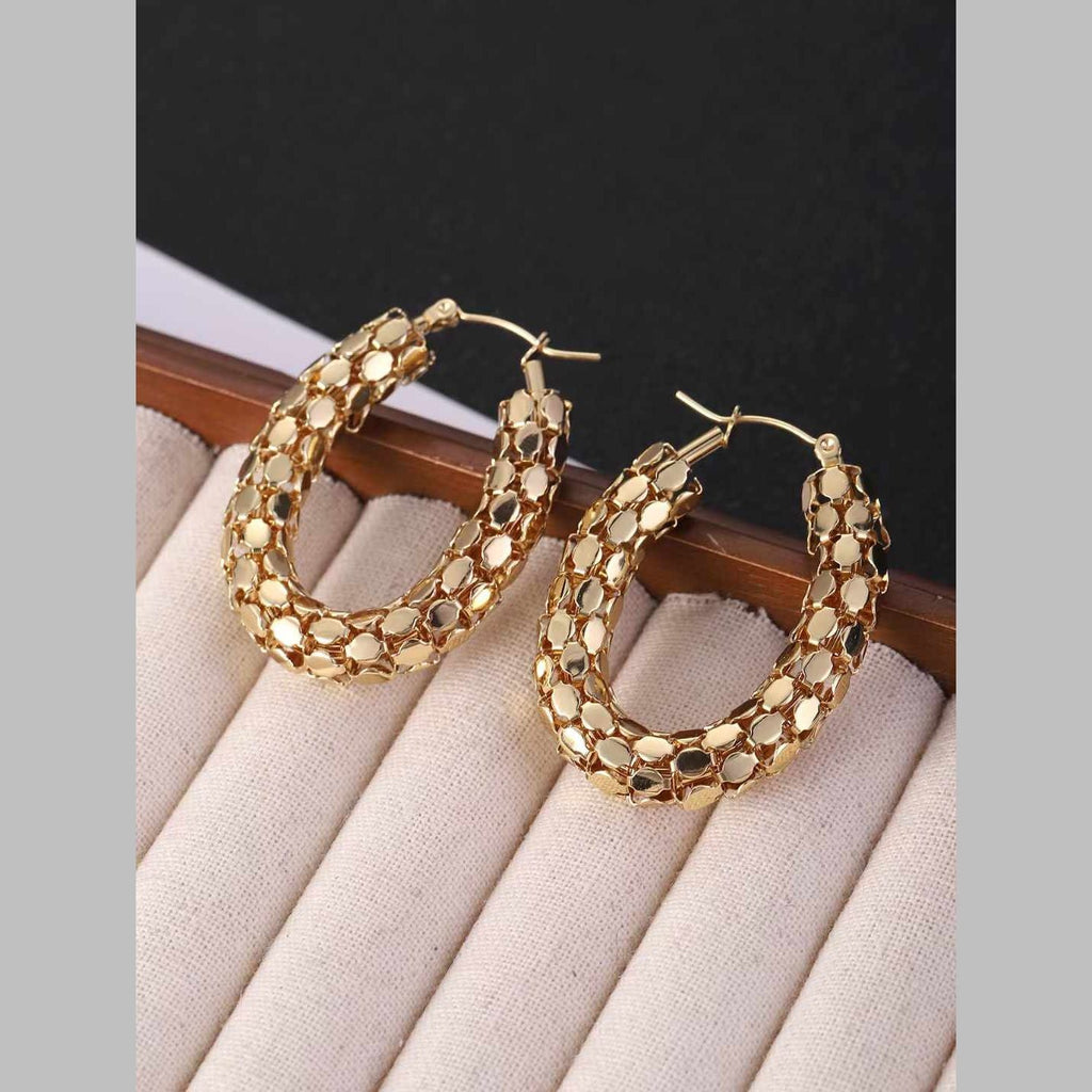 Chunky Oval 18K Gold Stainless Steel Anti Tarnish Hoop Earring Bulk