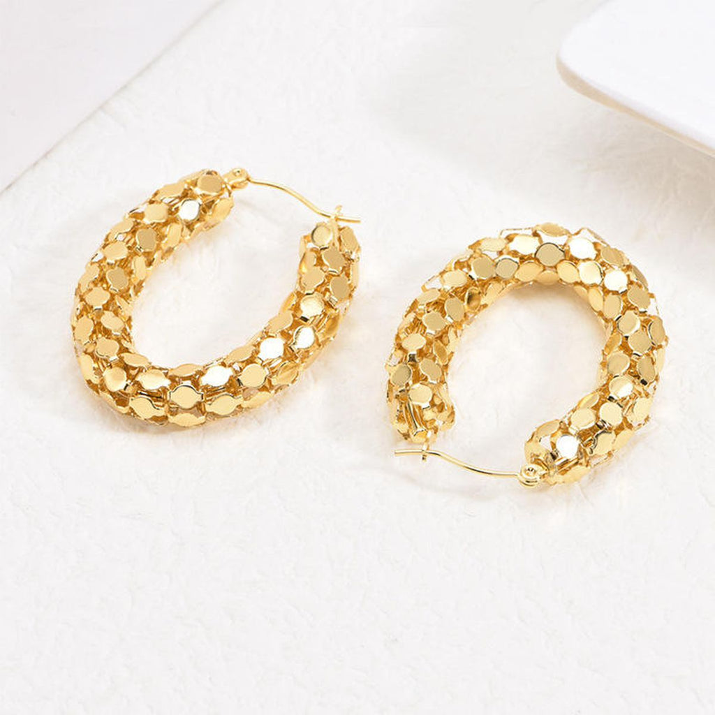 Chunky Oval 18K Gold Stainless Steel Anti Tarnish Hoop Earring Bulk